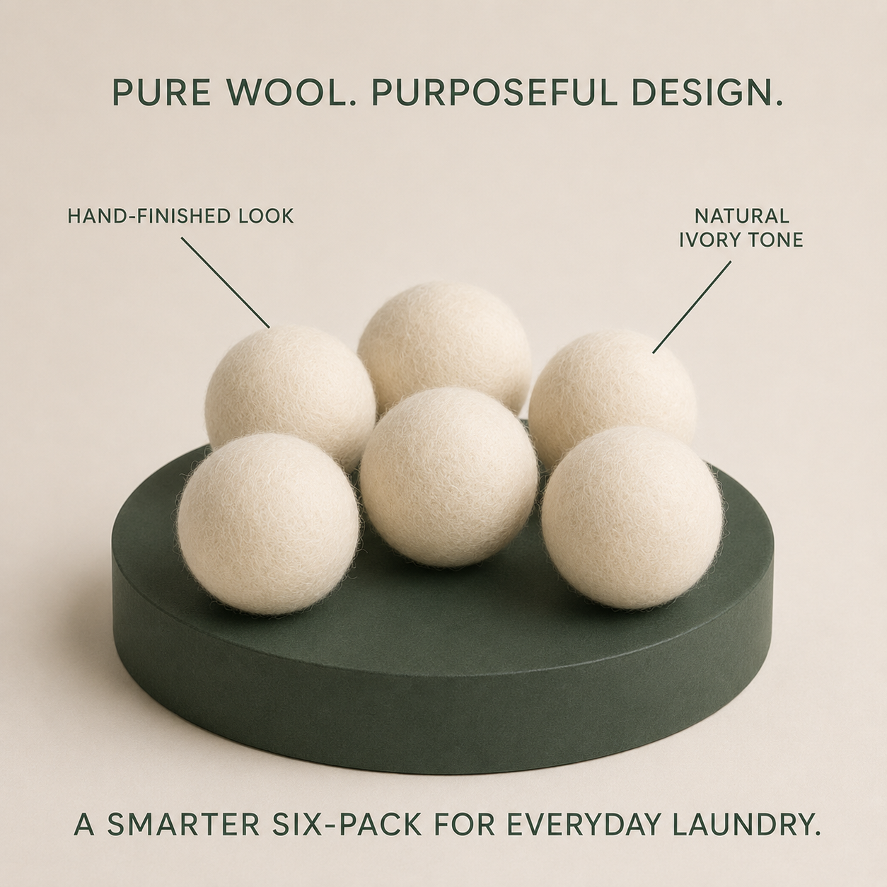 Reusable Wool Dryer Balls – Natural & Organic, 6 Pack