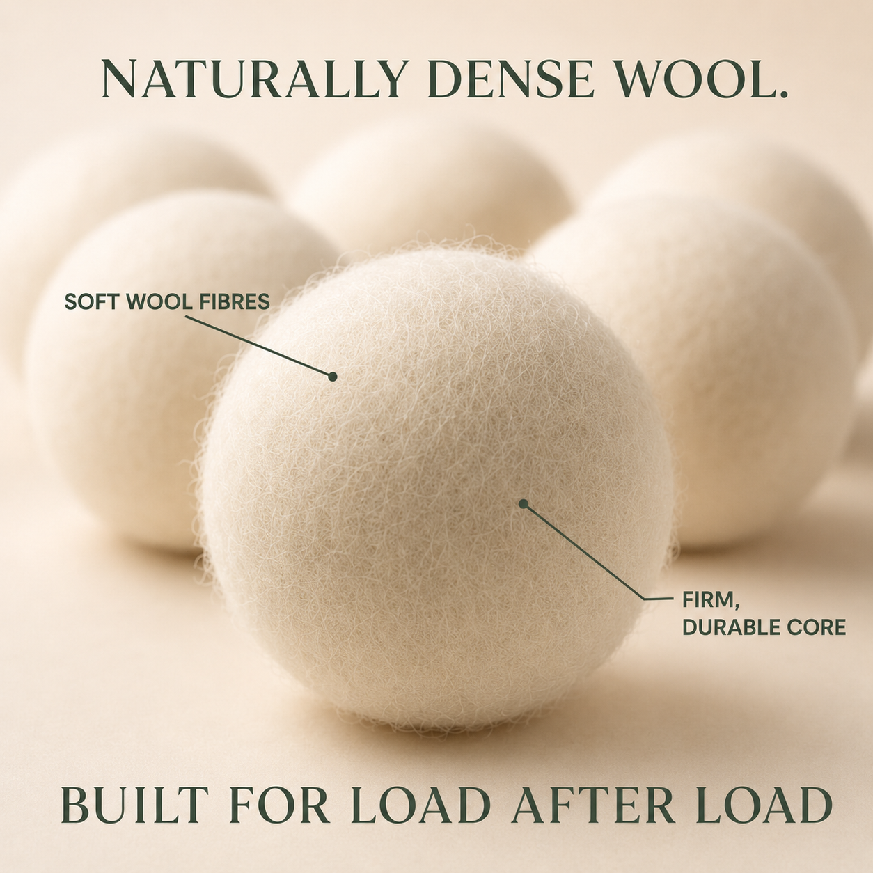 Reusable Wool Dryer Balls – Natural & Organic, 6 Pack