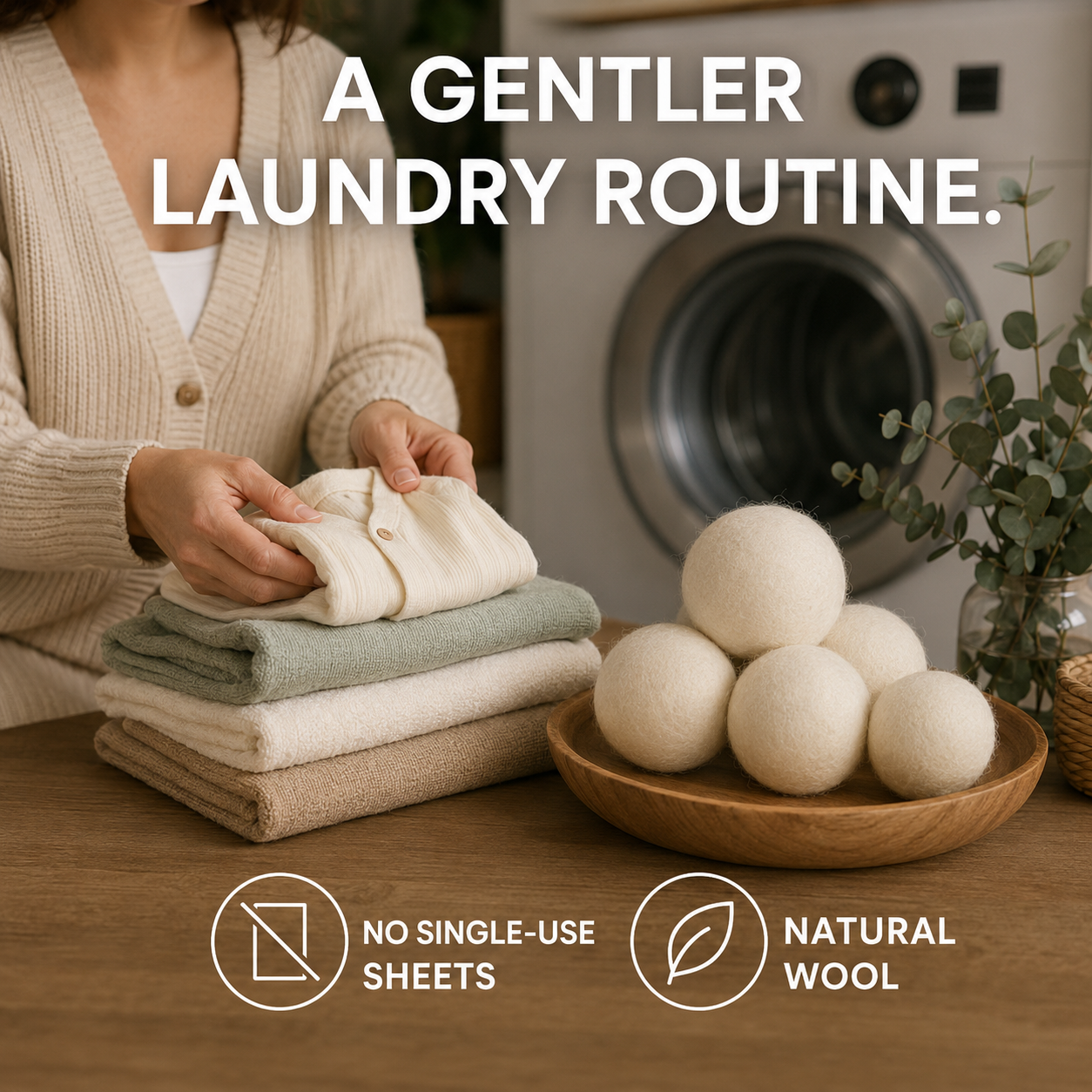 Reusable Wool Dryer Balls – Natural & Organic, 6 Pack